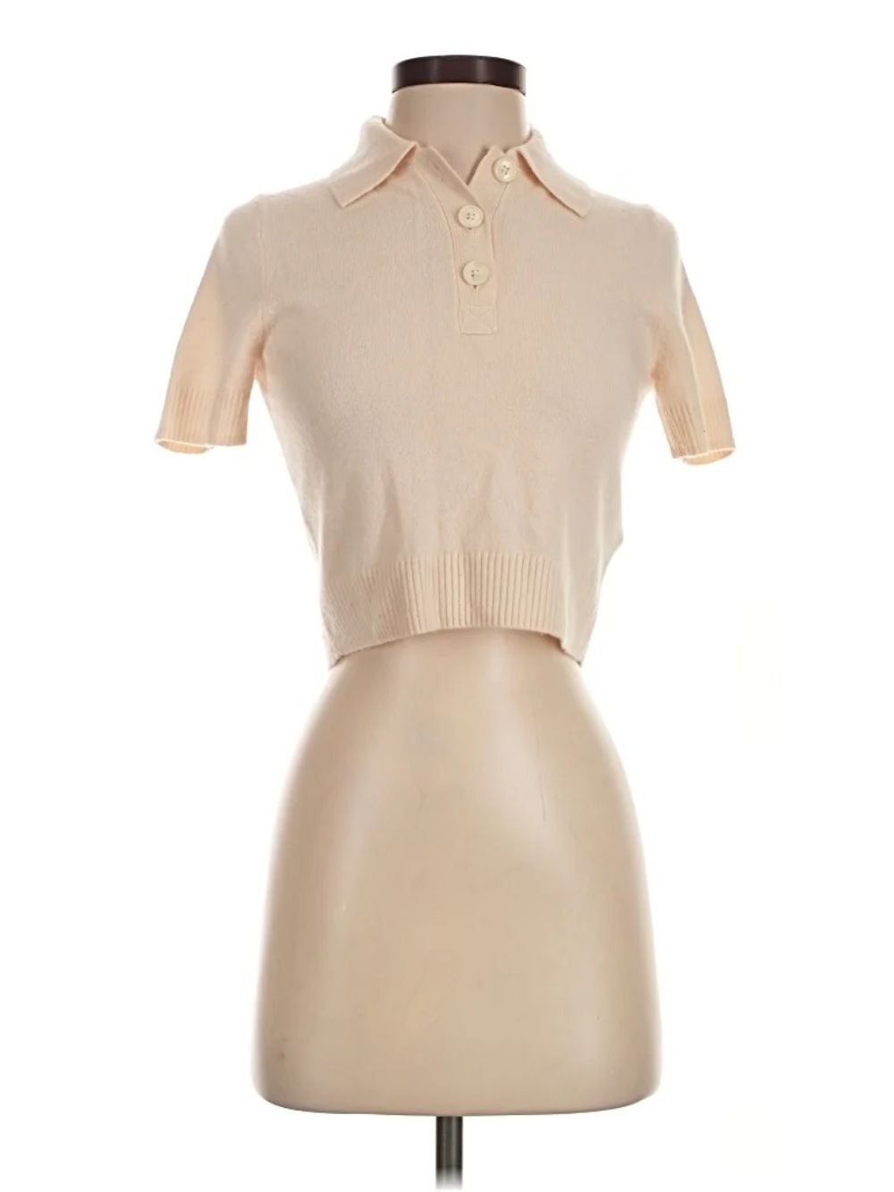 J. Crew cashmere Cropped sweater polo Knit Top in Cream - Women